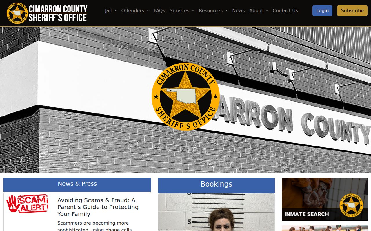 Cimarron County warrant records sheriff home and county courthouse